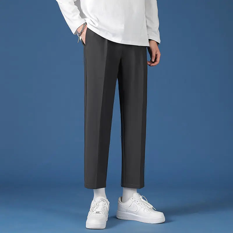 Pantalones para hombre, moda coreana, hip hop, clásicos, de nueve puntos, 2022, para hombre, de gran tamaño, transpirables, de pierna ancha, informales, rectos, 27-38