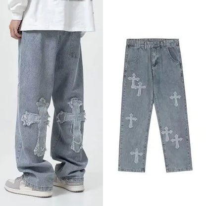 Men Straight Loose Wide-Leg Pants