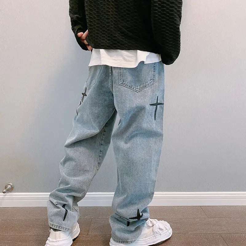 Men Straight Loose Wide-Leg Pants